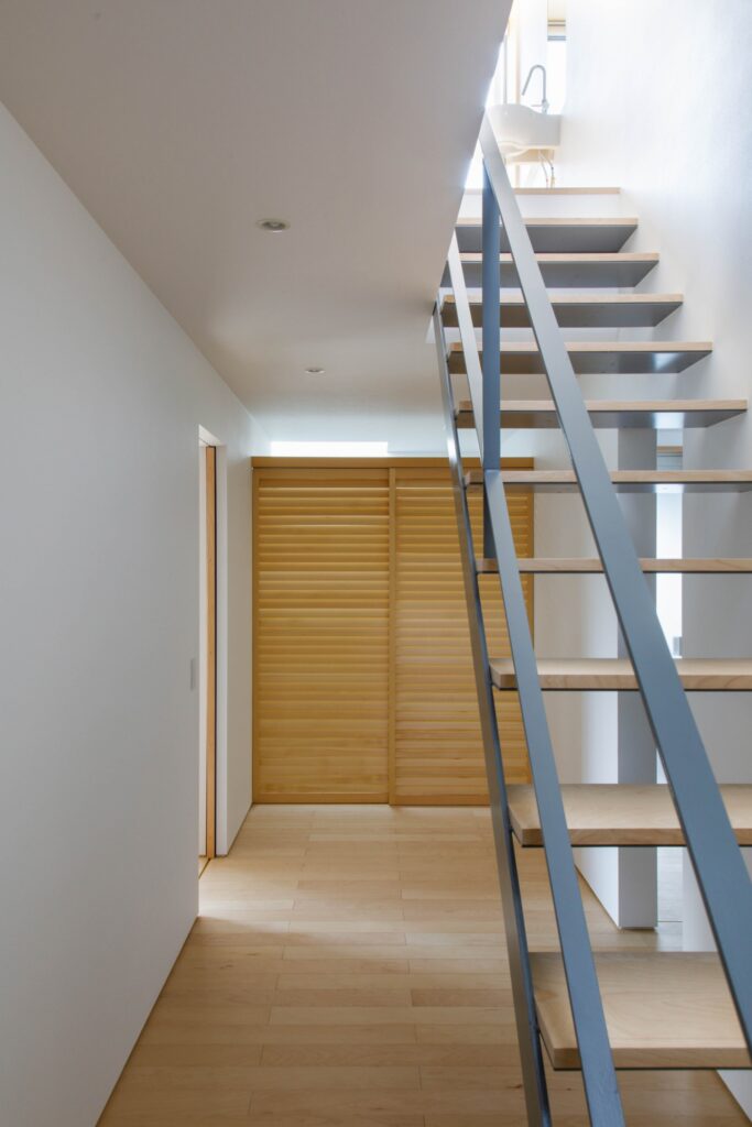 白いモルタル外壁の家