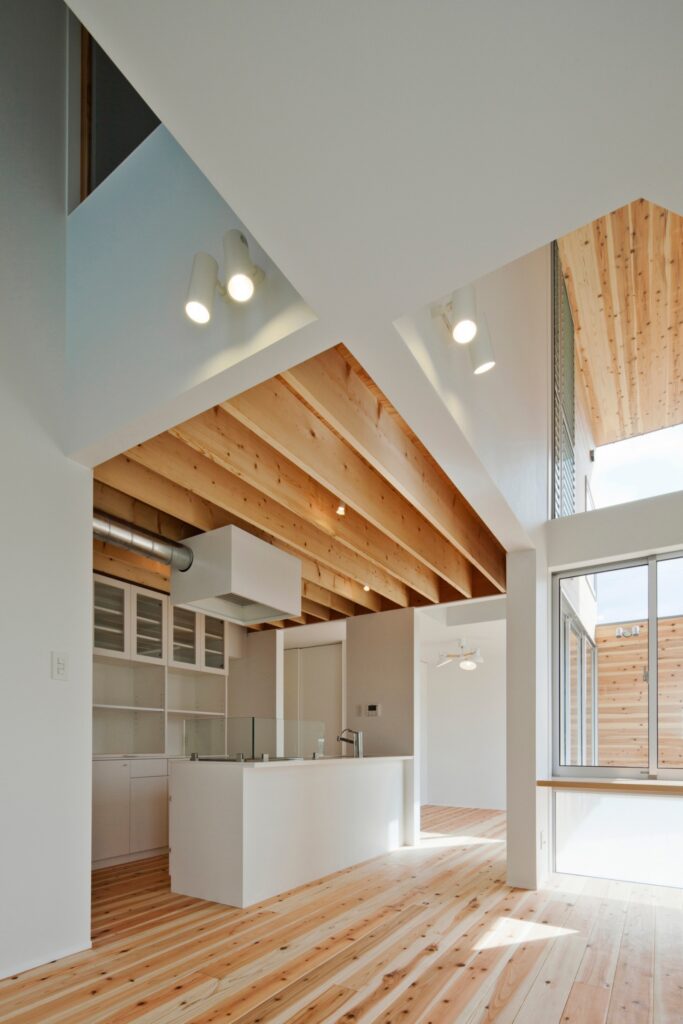 ガルバリウム鋼板と木が融合した不思議なカタチの外観